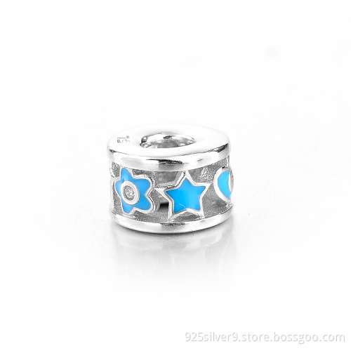 Customized 925 sterling silver enamel stars charms/beads